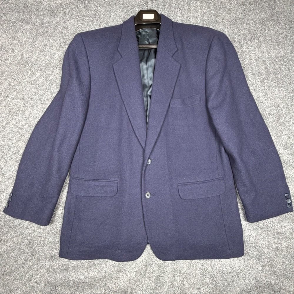 Perry Ellis Mens 44 XL Navy 100% Wool Sport Coat Blazer 2 Button